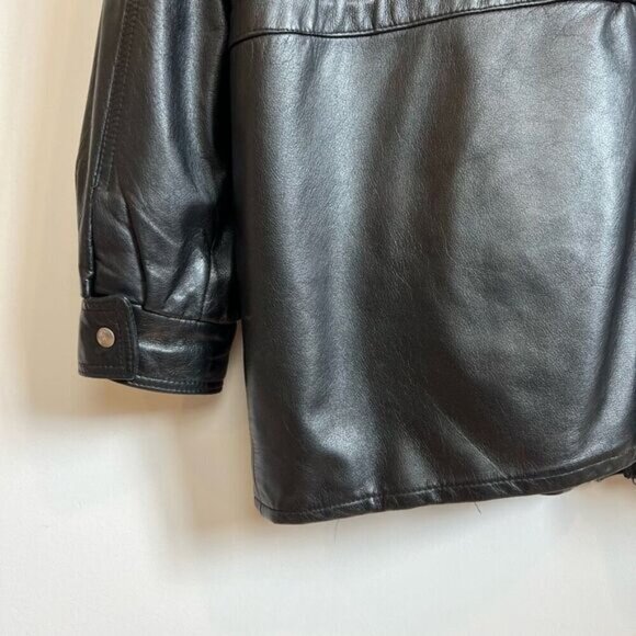 Vintage Mirage Canada Men’s Medium Black Leather Full Zip Moto Jacket Coat 80s - Picture 7 of 13